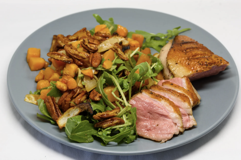 Roast Duck Breast With Pumpkin And Spiced Pecans - Culver Duck